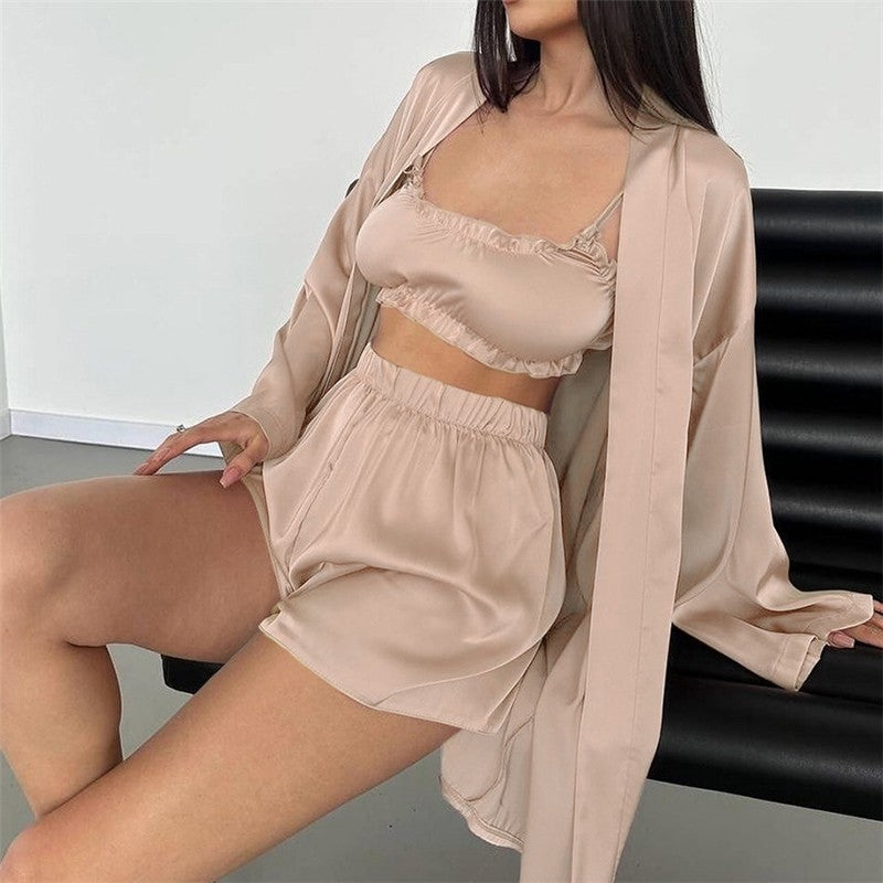 Long Sleeve Camisole and Shorts Lounge Set