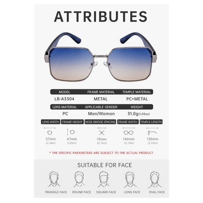 Fashion Square Full Frame UV400 Sun Protection Outdoor Driving Sunglasses