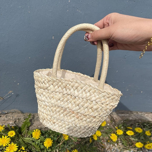 Handcrafted Mini Basket Woven from Natural Inner Grass