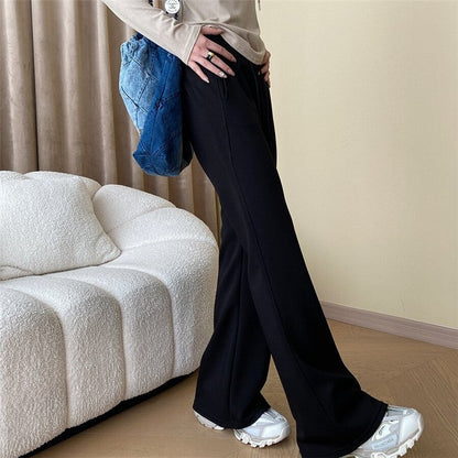 High-Waisted Flared Pants with Velvet-Lined Interior