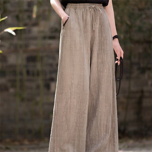 Relaxed Drawstring Wide-Leg Trousers