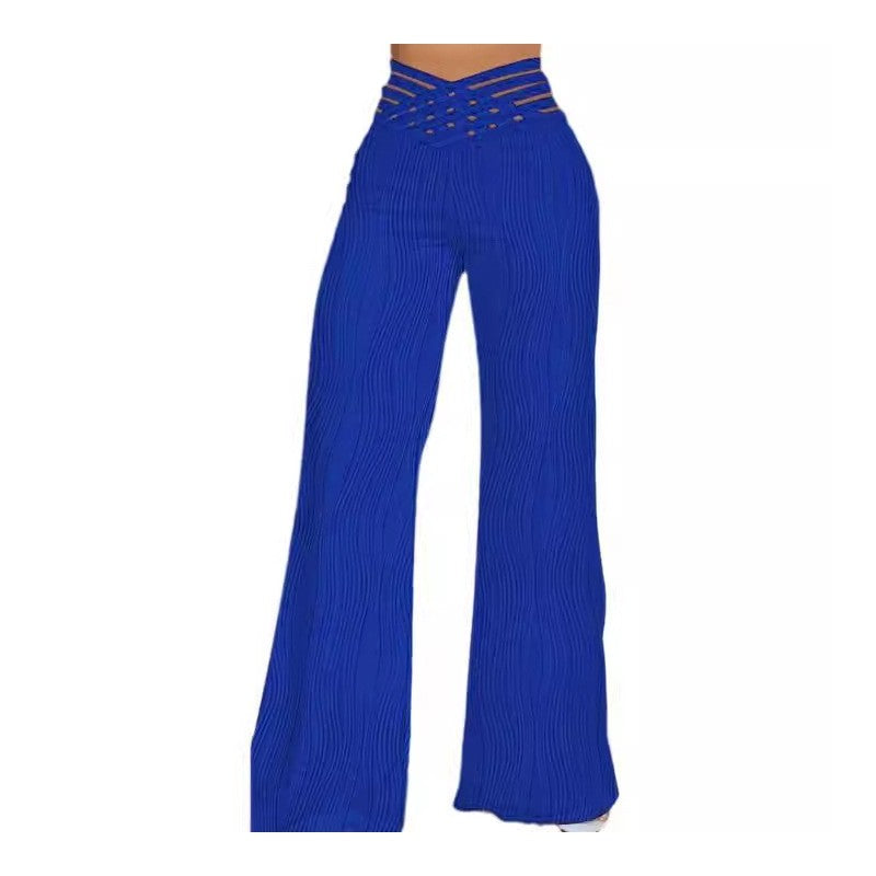 Solid Color Jacquard Stretch Bootcut Pants