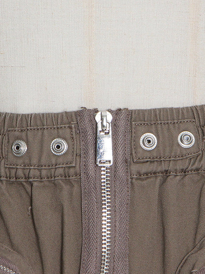 Original Creation High Waisted Loose Split-Joint With Big Pockets Zipper Skirts Bottoms