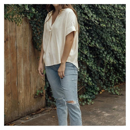 Relaxed Fit V-Neck Casual Comfort Shirt Top