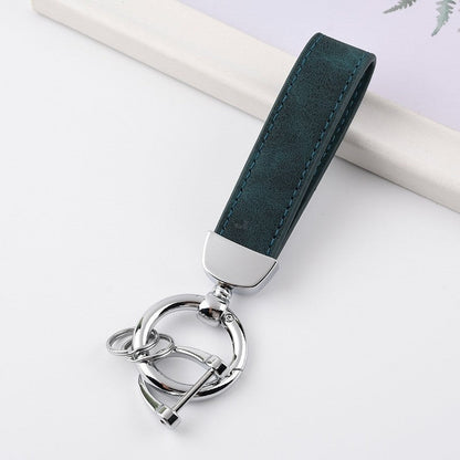Leather Keychain with Metal Accent: Solid Color