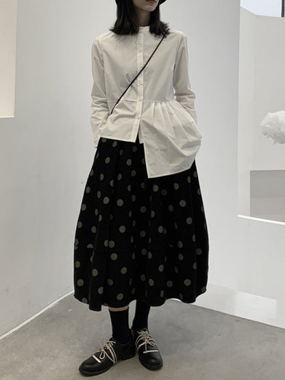 High Waisted Loose Elastics Polka-Dot Printed Split-Joint Skirts