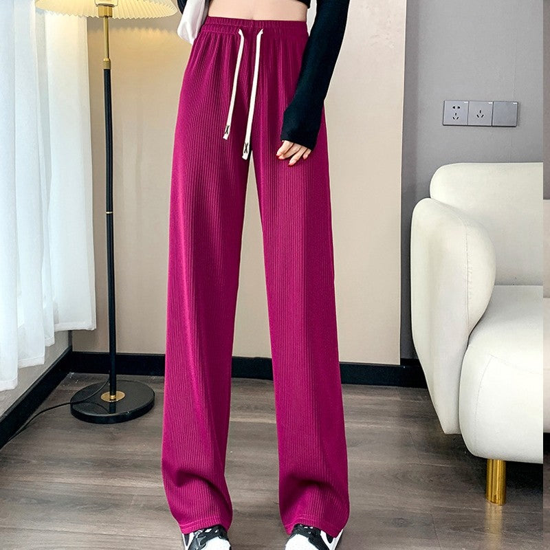 Drawstring Casual Loose Pants in Solid Color Straight Leg