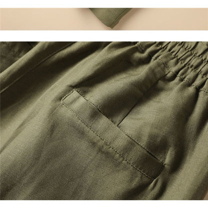 Women's High-Waisted Loose Cotton And Hemp Wide-Leg Casual Straight Pants