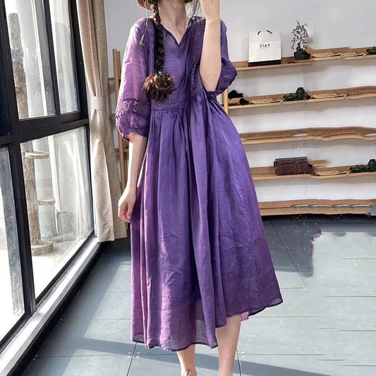 Flowy Maxi Dress in Casual Loose Fit and Solid Color