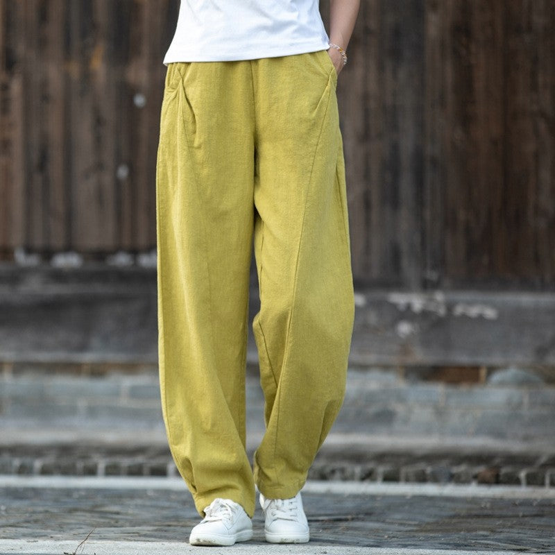 Fleece-Lined Solid Color Casual Lantern Pants