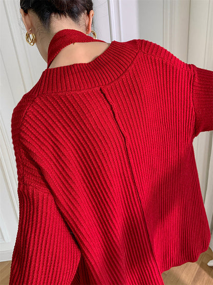 Stylish A-Line Long Sleeves Loose Solid Color V-Neck Cardigan Tops