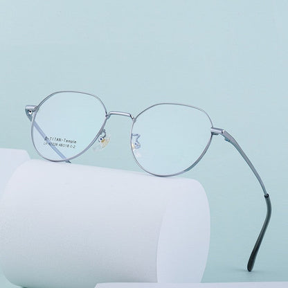 Fashion Titanium Alloy Small Round Frame Clear Lens Glasses