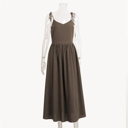 Vibrant V-Neck Halter Backless Dress