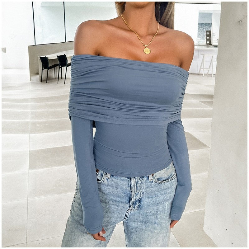 One-Shoulder Casual Pullover Top in Solid Color