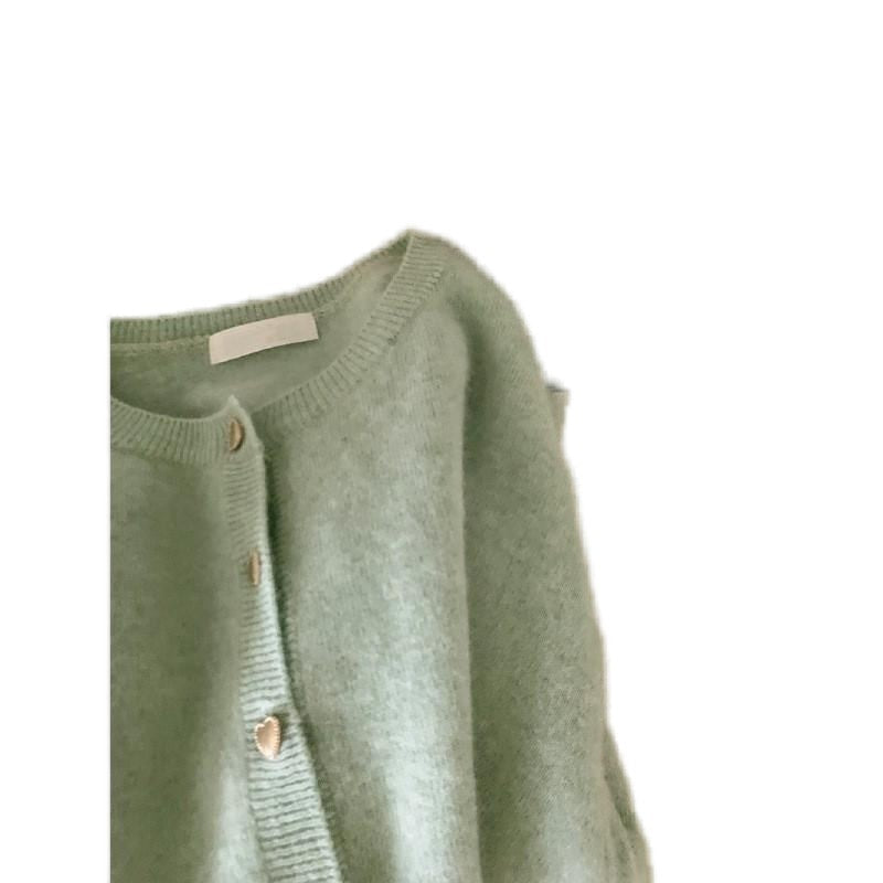 Soft And Cozy Knitted Cardigan With Heart-Shaped Buttons