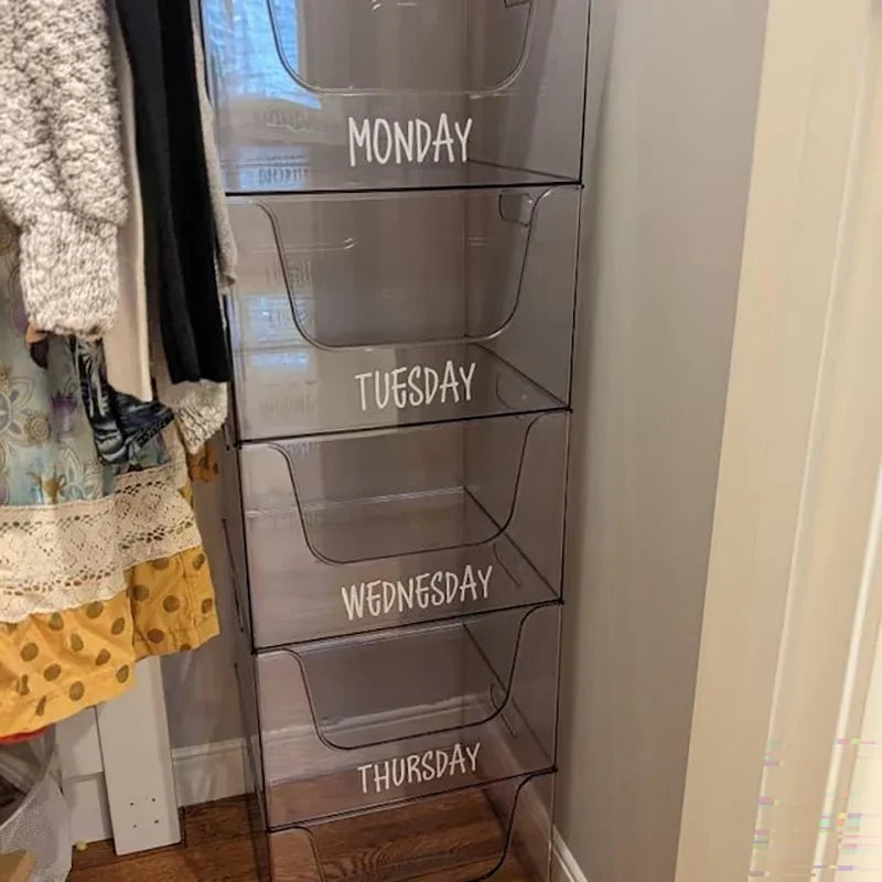 Days of the Week Labels | Personalized Vinyl Decals for Drawer and Storage Organization