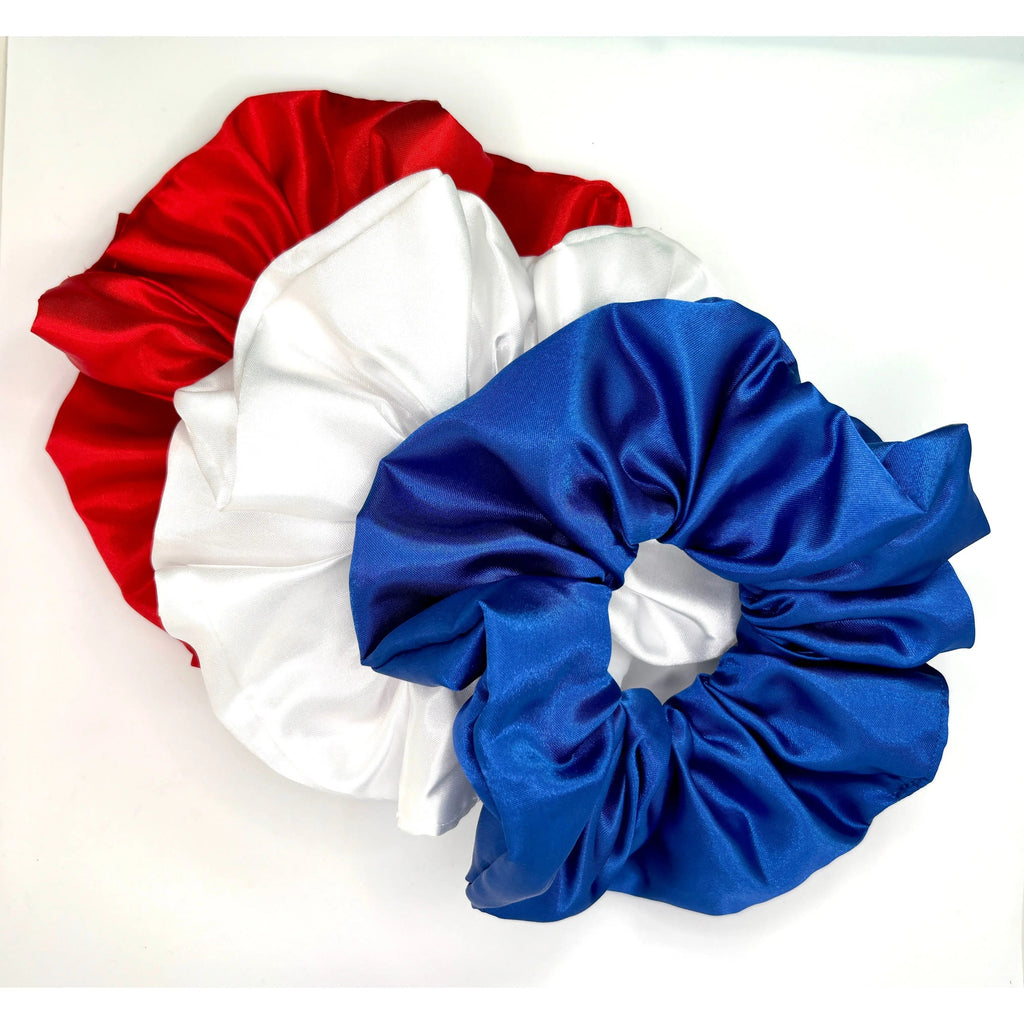 Silk Red, White, & Blue Scrunchie Trio