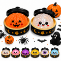 Halloween Squishy Bao 2-Pack Mystery Set – Jelly Gel Stress Relief Dumpling Squishies with Steamer Box | 6 Spooky Designs | 8.5cm