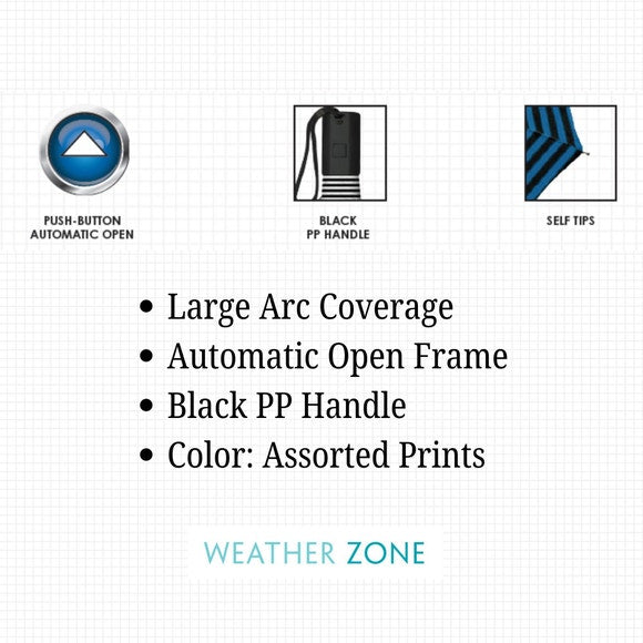4-Pack Weather Zone 39" Folding Umbrella with Push Open Button in Assorted Prints