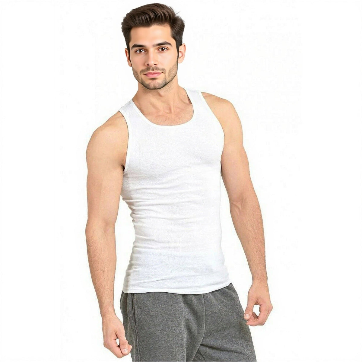 Knocker Men's 100% Cotton A-Shirts White Tank Top 6 Pack (Sizes S–3XL)