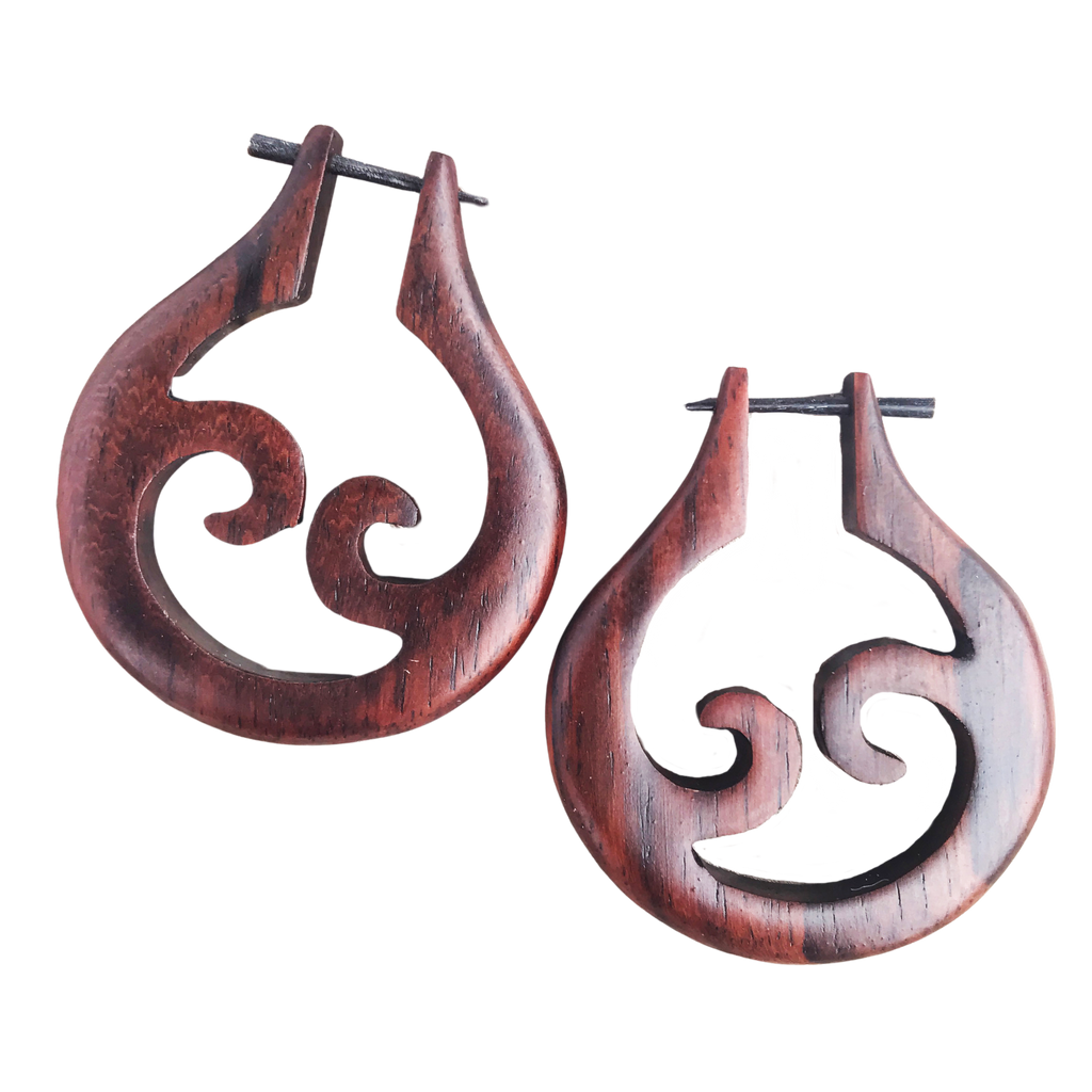 African tribal wood earrings
