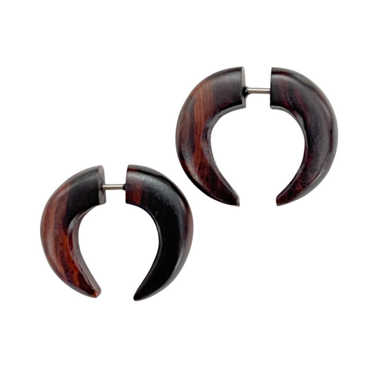 Faux Gauge Horn Earrings Gothic Fake Plug Alternative Tribal Punk Jewelry