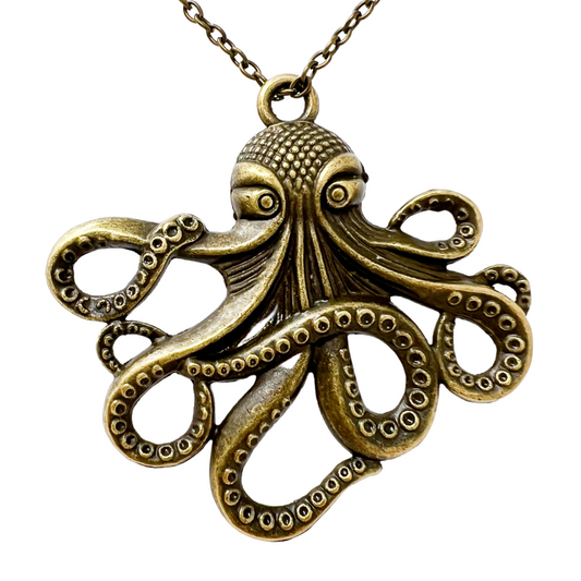 Octopus Necklace Steampunk Nautical Gothic Tentacle Pendant Silver or Bronze