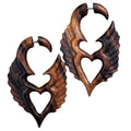 Bohemian Steampunk Angel Wing Earrings Natural Wood Gothic Tribal Statement Jewelry