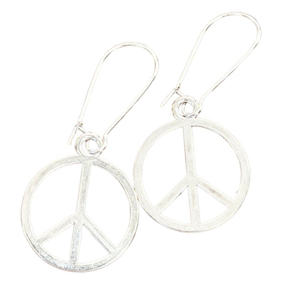 Peace Sign Earrings Gold Silver Boho Hippie Symbol Minimalist Dangle Jewelry