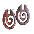 African queen tribal wood earrings