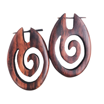 African queen tribal wood earrings