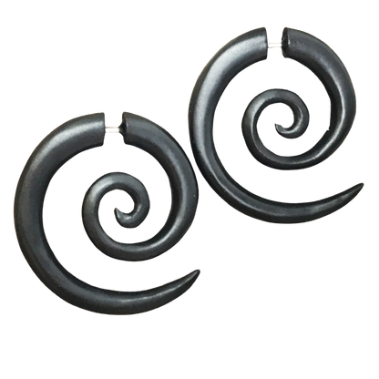 Boho Wooden Hoop Earrings- brown, black, white