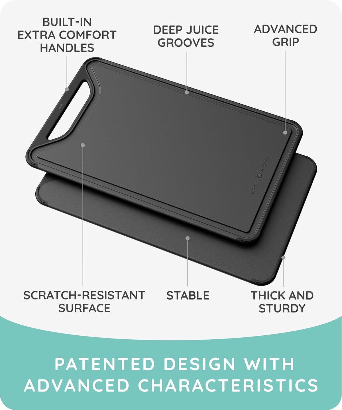 Cutting Board Set of 3, Black/Gray