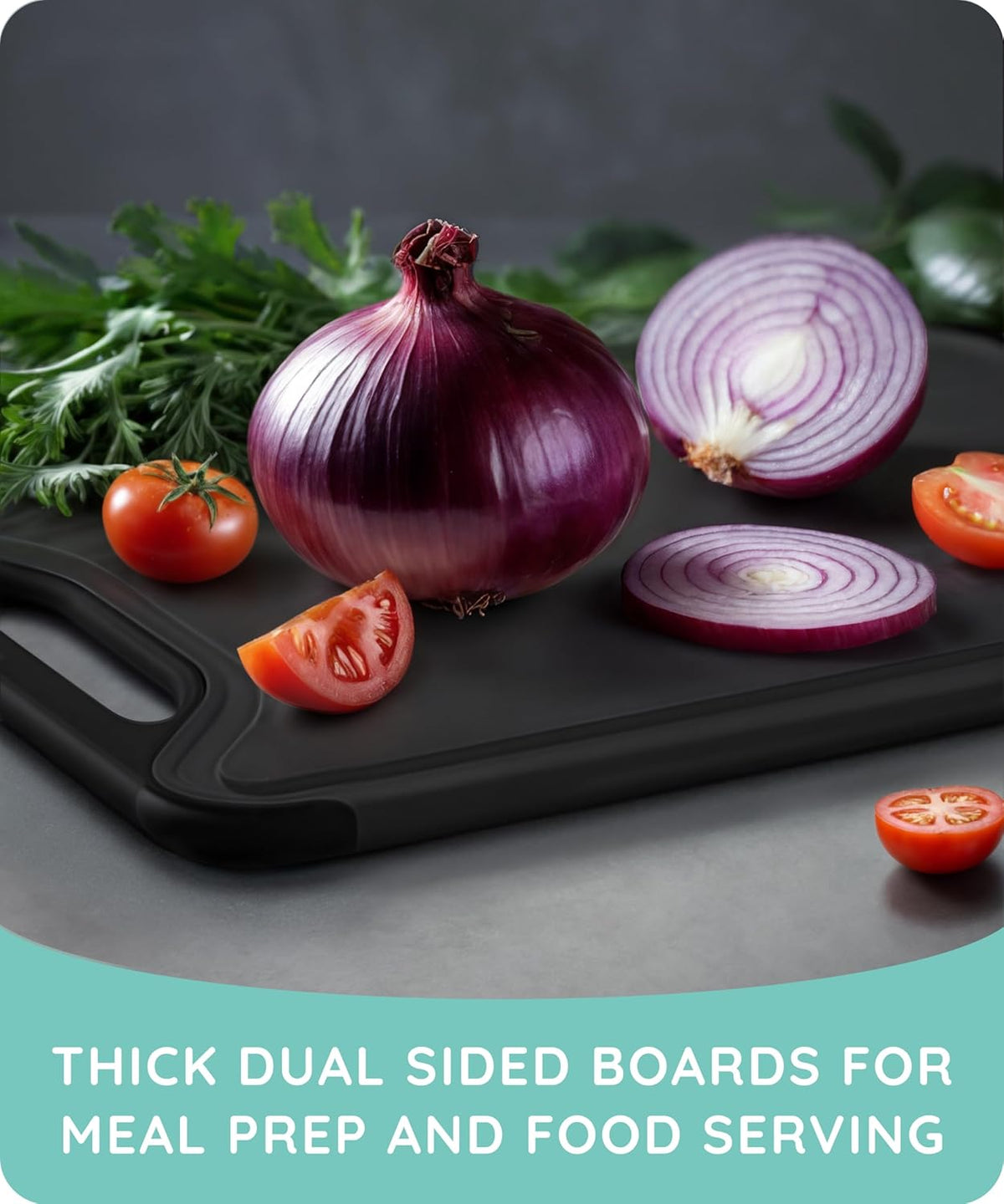 Cutting Board Set of 3, Black/Gray