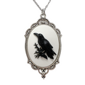 Raven Crow Necklace Gothic Victorian Cameo Dark Academia Jewelry Silver or Bronze
