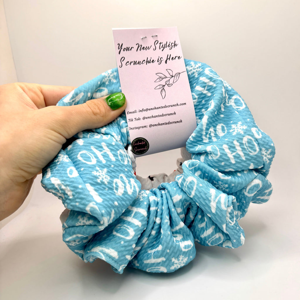 Snowman and Blue HoHoHo Christmas Scrunchie Set