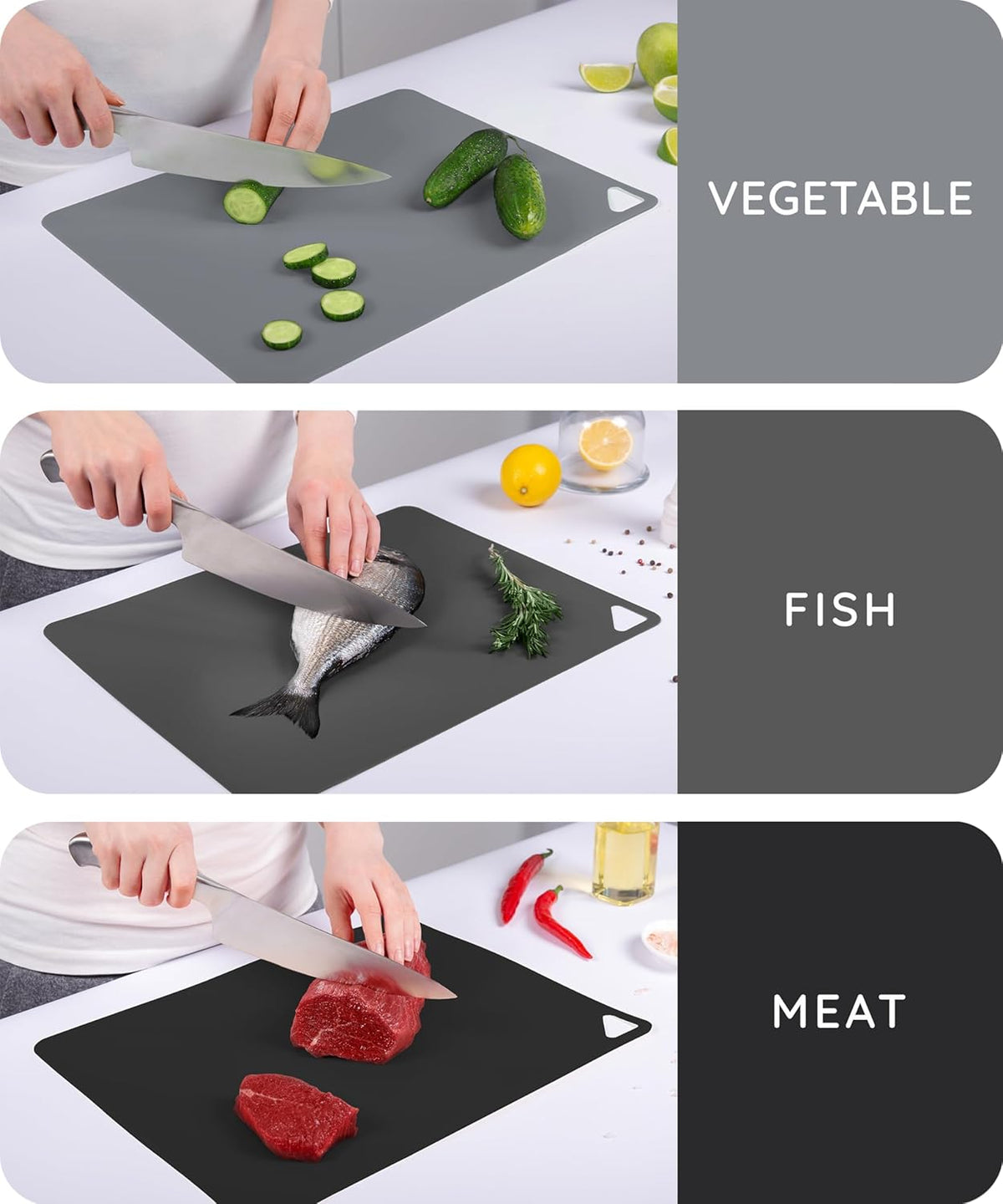 Flexible Cutting Mats Set of 3, Gray