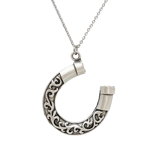 Horseshoe Necklace Silver Lucky Charm Western Cowgirl Jewelry