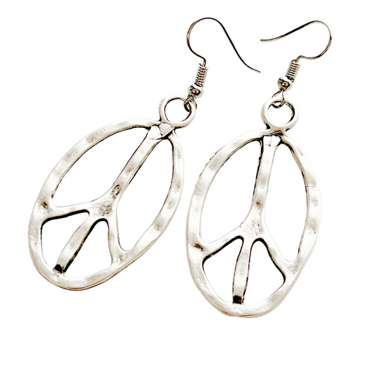 Peace Sign Earrings Boho Hippie Symbol Jewelry Bronze Silver Festival Dangle Earrings