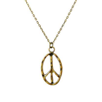 Peace Sign Necklace Boho Hippie Symbol Pendant Bronze Silver Jewelry