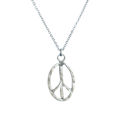 Peace Sign Necklace Boho Hippie Symbol Pendant Bronze Silver Jewelry