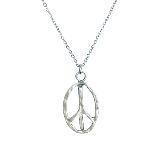 Peace Sign Necklace Boho Hippie Symbol Pendant Bronze Silver Jewelry