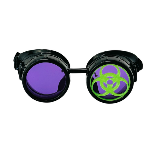 Mad Scientist Goggles – Biohazard - Cosplay Eyewear -  blue, purple, red, green lenses
