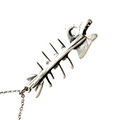 Vintage Fish Bone Necklace Silver Skeleton Pendant Quirky Jewelry