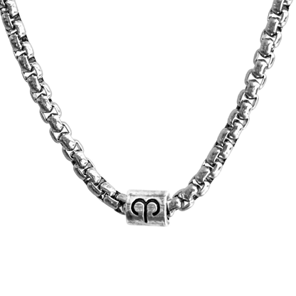 Vintage Zodiac Necklace Stainless Steel Box Chain Astrology Jewelry for Men