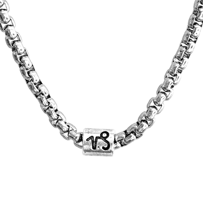 Vintage Zodiac Necklace Stainless Steel Box Chain Astrology Jewelry for Men