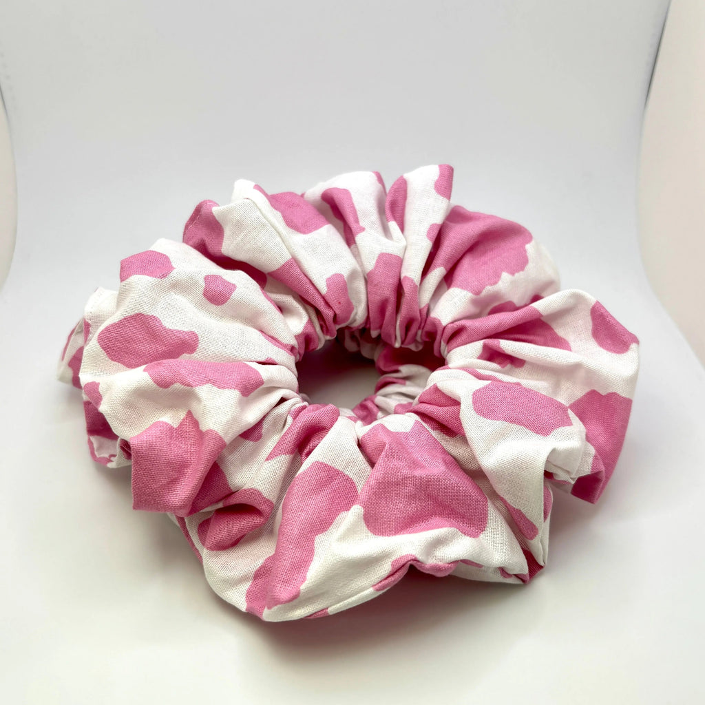 Pink Cow Print Scrunchie