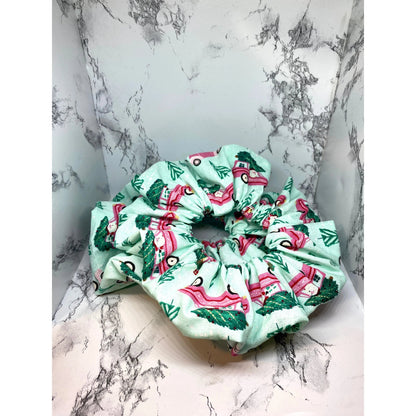 Blue Tree Car Christmas Scrunchie