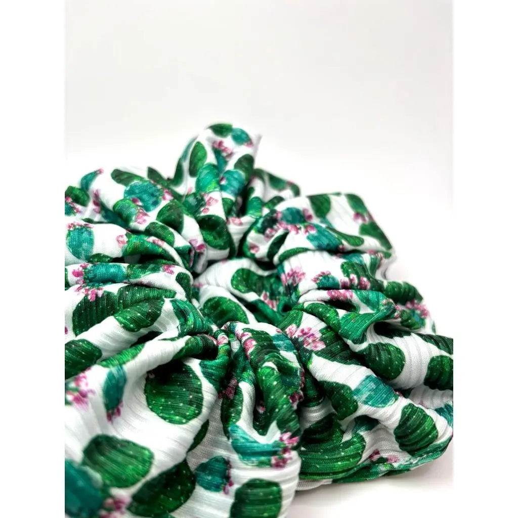 Prickly Pear Cactus Ribbed Scrunchie