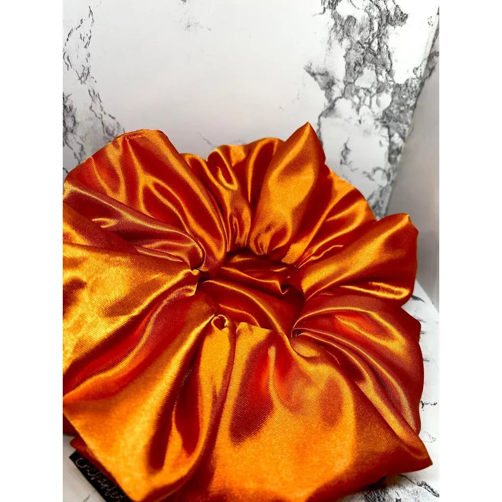 Orange Silk Fall Scrunchie